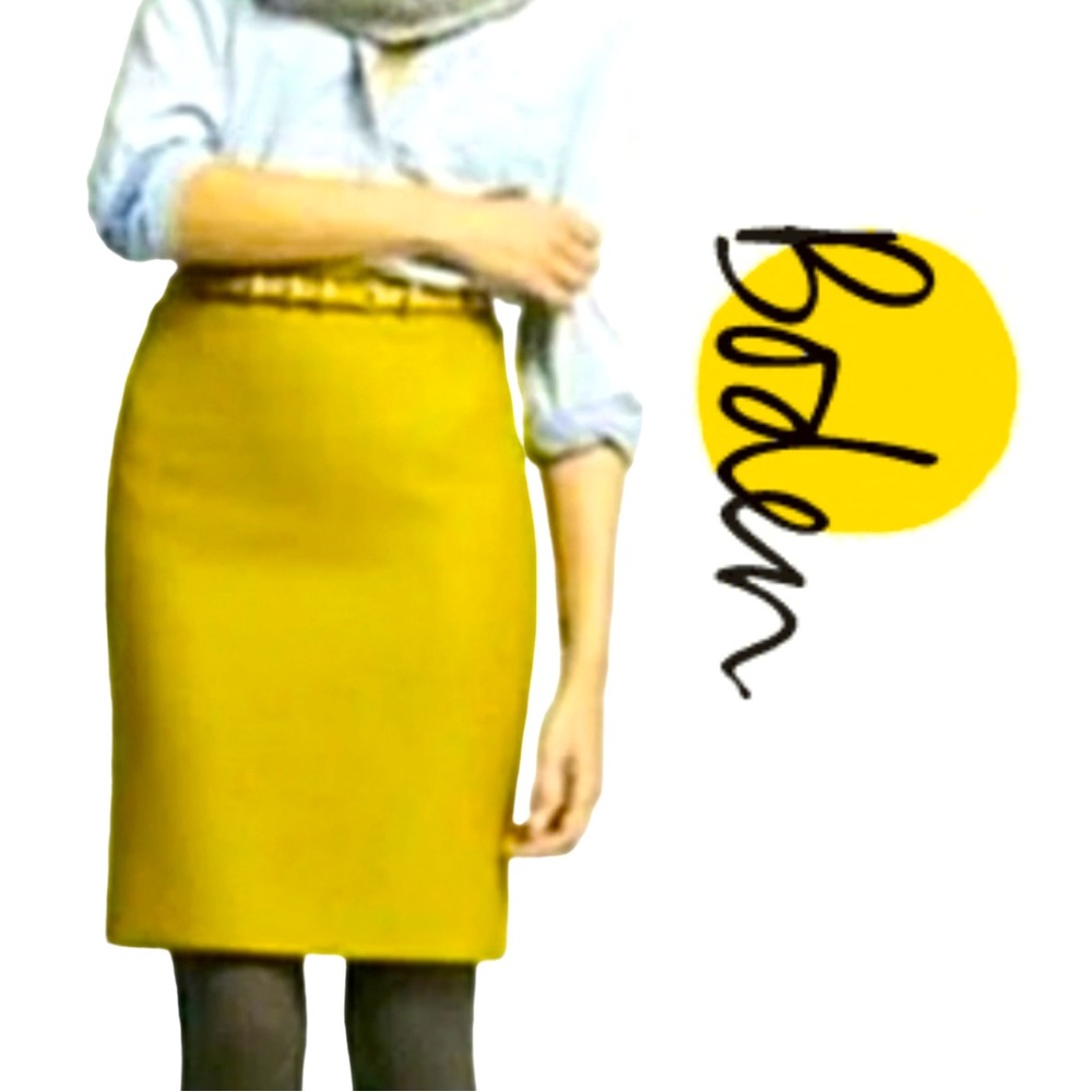 Boden Wool Basket Weave Chartreuse Pencil Skirt, Size 12